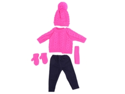 Rebe-roupas Para Bonecas: Suéter, Calças, Boné, Cachecol, Luvas E Acessórios Para Bonecas De 18 Polegadas/43cm Cor Vermelho Rosa Q18‑788