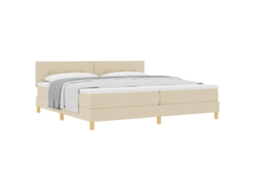 Cama Box com Colchão com Cabeceira Creme Tecido MAISON EXCLUSIVE 200x200 cm