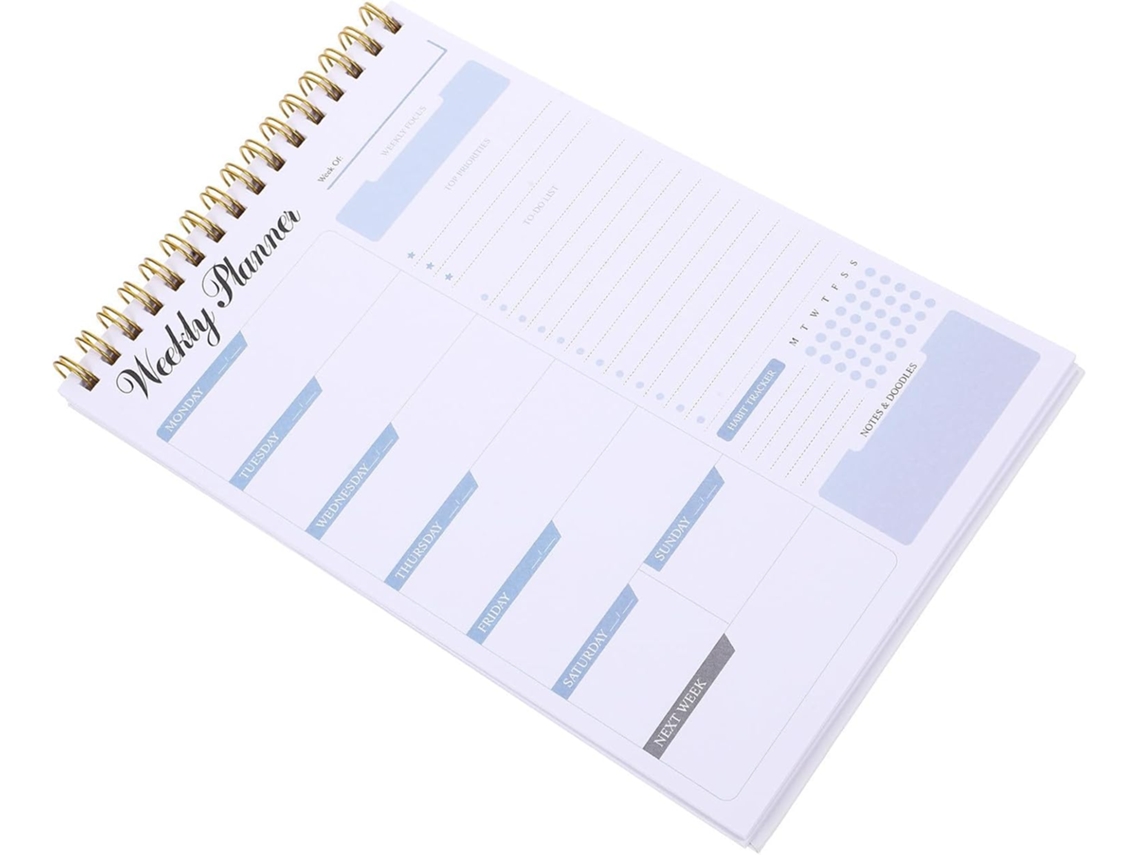Agenda diária A5, papel branco, bloco de notas de folhas soltas fáceis de destacar, estilo simples.