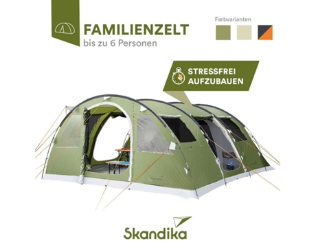 Tenda Tipo Túnel SKANDIKA Gotland 6 Túnel 6 Pessoas 2X Cabines Escuras