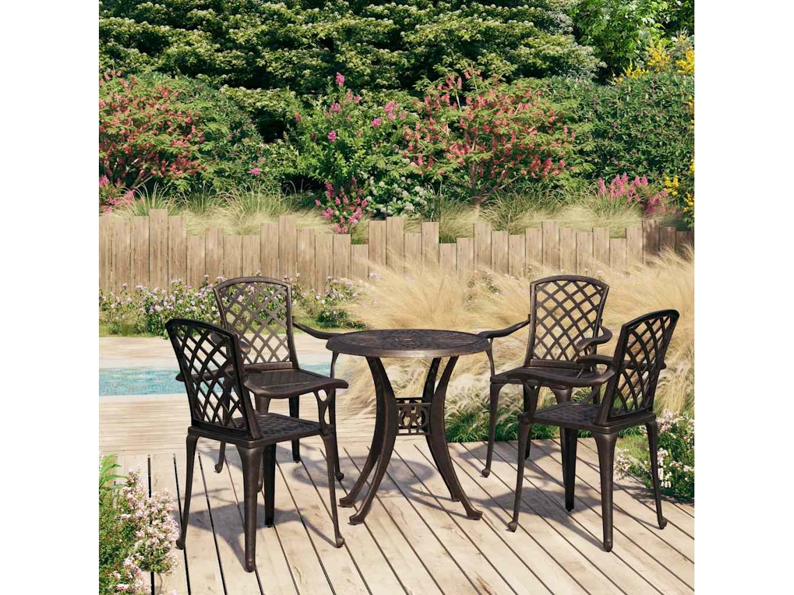 Vidaxl 5 Pcs Conjunto De Bistrô Alumínio Fundido Bronze