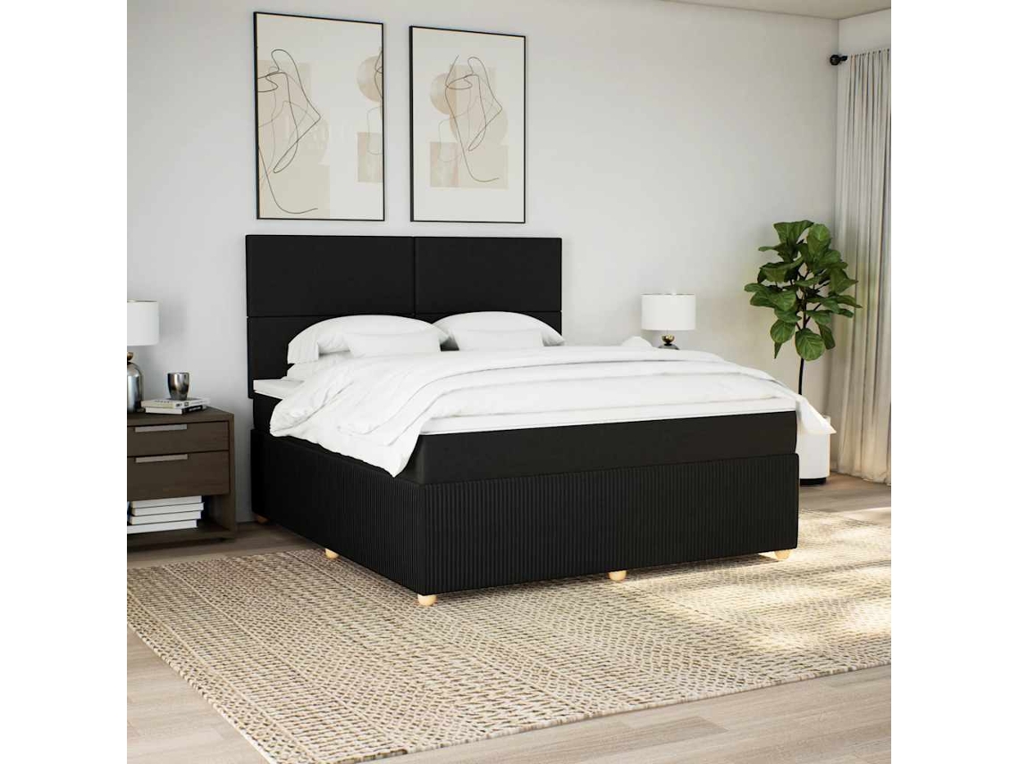 Vidaxl Cama Com Molas/colchão 180x200 Cm Tecido Preto