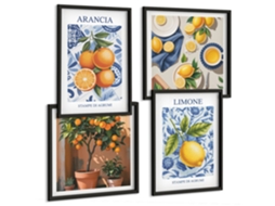Composição De Quadros Cítricos Ensolarados Vintage Espelharte (4 Peças)