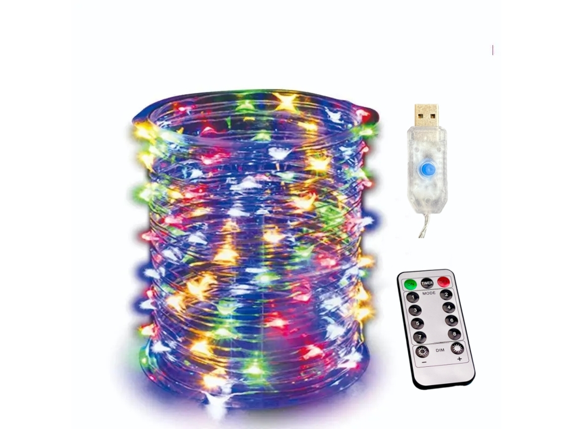 Cordão de Luzes Led Usb com Controle Remoto e 8 Modos. MDUG (20.000 Leds Coloridos)