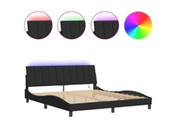 Estrutura de Cama com Led HANKO em Veludo Preto (180x200 cm)