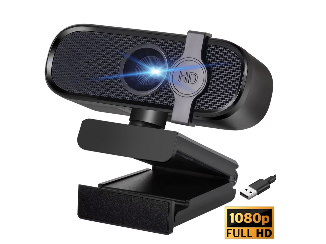Webcam Usb Hd 1080p Com Microfone E Redução De Ruído Para Pc, Desktop E Laptop (preta)