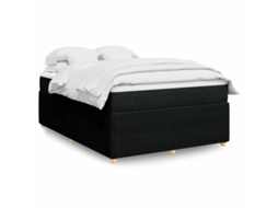 Vidaxl Cama Com Molas/colchão 140x190 Cm Tecido Preto