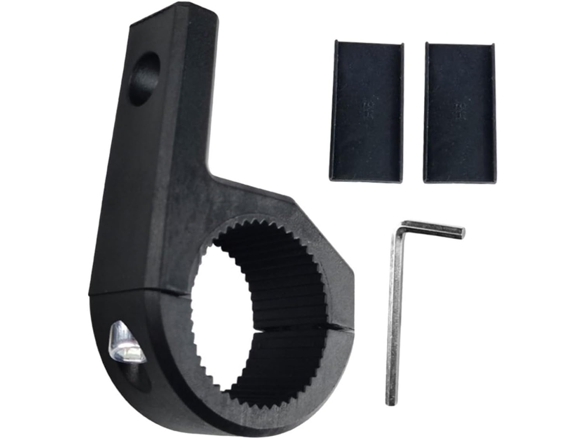 Suporte de farol de motocicleta em ABS preto com suporte antivibração seguro para orientação.
