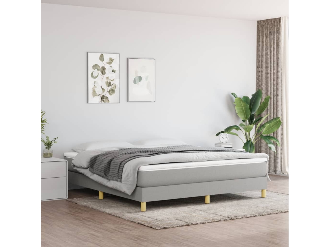 Vidaxl Estrutura De Cama Com Molas 180x200 Cm Tecido Cinzento-claro