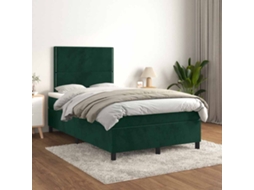 Vidaxl Cama Boxspring com Colchão 120x200 Cm Veludo Verde escuro