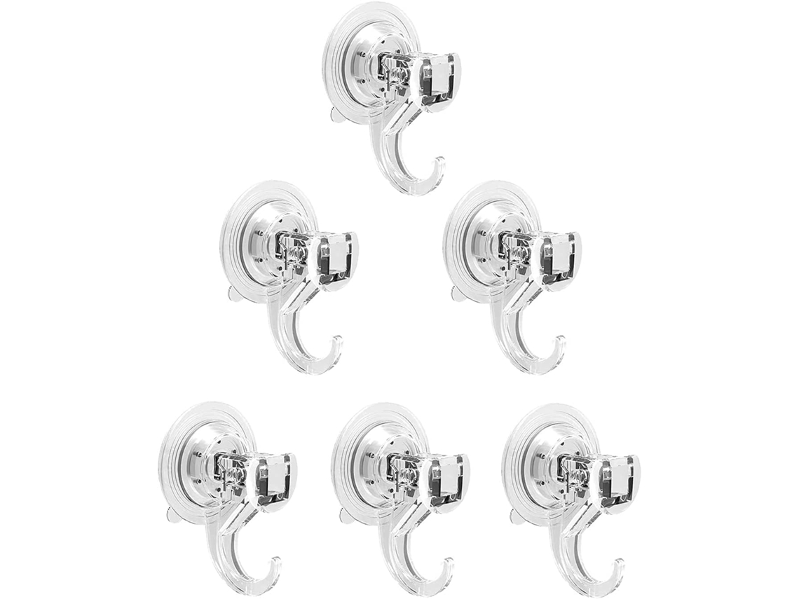 Conjunto De 6 Ventosas Sucção Potentes, Suportes Com Ventosa, Ganchos De Sucção Fortes Para Chuveiro E Banheiro, Suportam Até 3 Kg, Cor Transparente