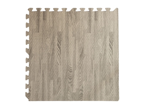 4 Pcs Tapete Quebra-Cabeça Macio Efeito Madeira de Cinza 60 X 60 X 0 8 Cm para Brincadeiras Internas de Crianças DIVINA HOME