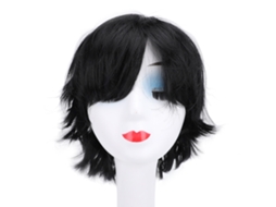Peruca curta de cabelo sintético preto para cosplay feminino