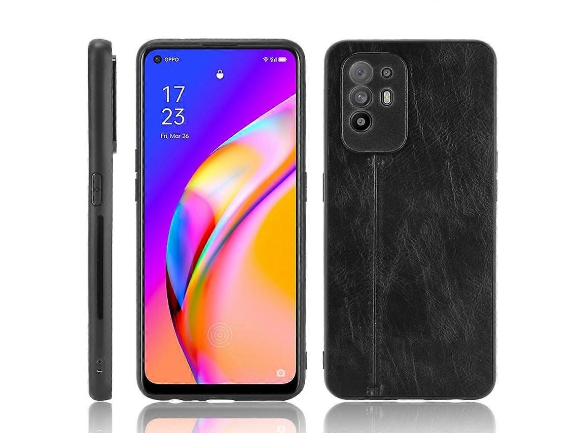 Capa Resistente A Impactos Com Textura De Couro Bovino Costurada, Em Pc + Pu + Tpu (azul), Para Oppo A94 5g / F19 Pro+ 5g.