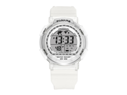 Relógio eletrônico digital Parnars com pulseira de plástico para estudantes (branco)