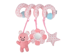 Mali brinquedo Pendurado para Carrinho de Bebê Espiral com Rastrillo Pelúcia Rosa Infantil