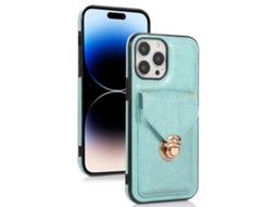 Suporte Casa Pega Para Iphone 14 Pro Pele Sintética Com Porta-cartões Bege