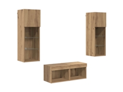 Gabinetes de Tv na Parede 4 Pcs Carvalho Preto MAISON EXCLUSIVE