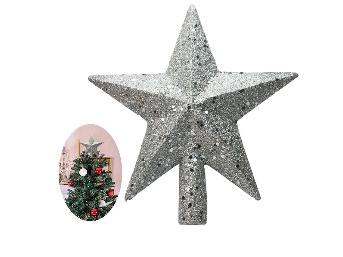 Enfeites De Árvore De Natal Estrela Prateada (pacote Com 3) Eoocoo