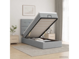 Vidaxl Cama Ottoman Com Colchão Cinzento-claro 80 X 200 Cm Tecido