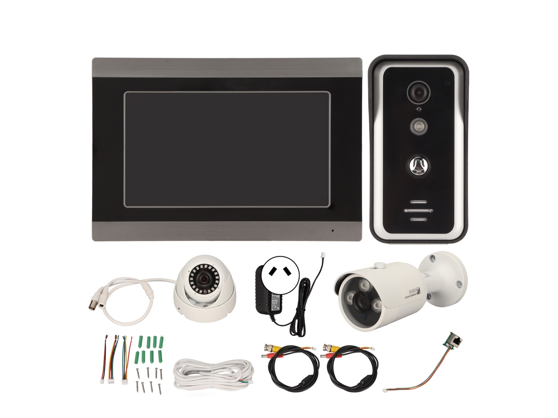 Campainha Inteligente com Monitor 7 Polegadas Controle Remoto e Áudio Bidirecional