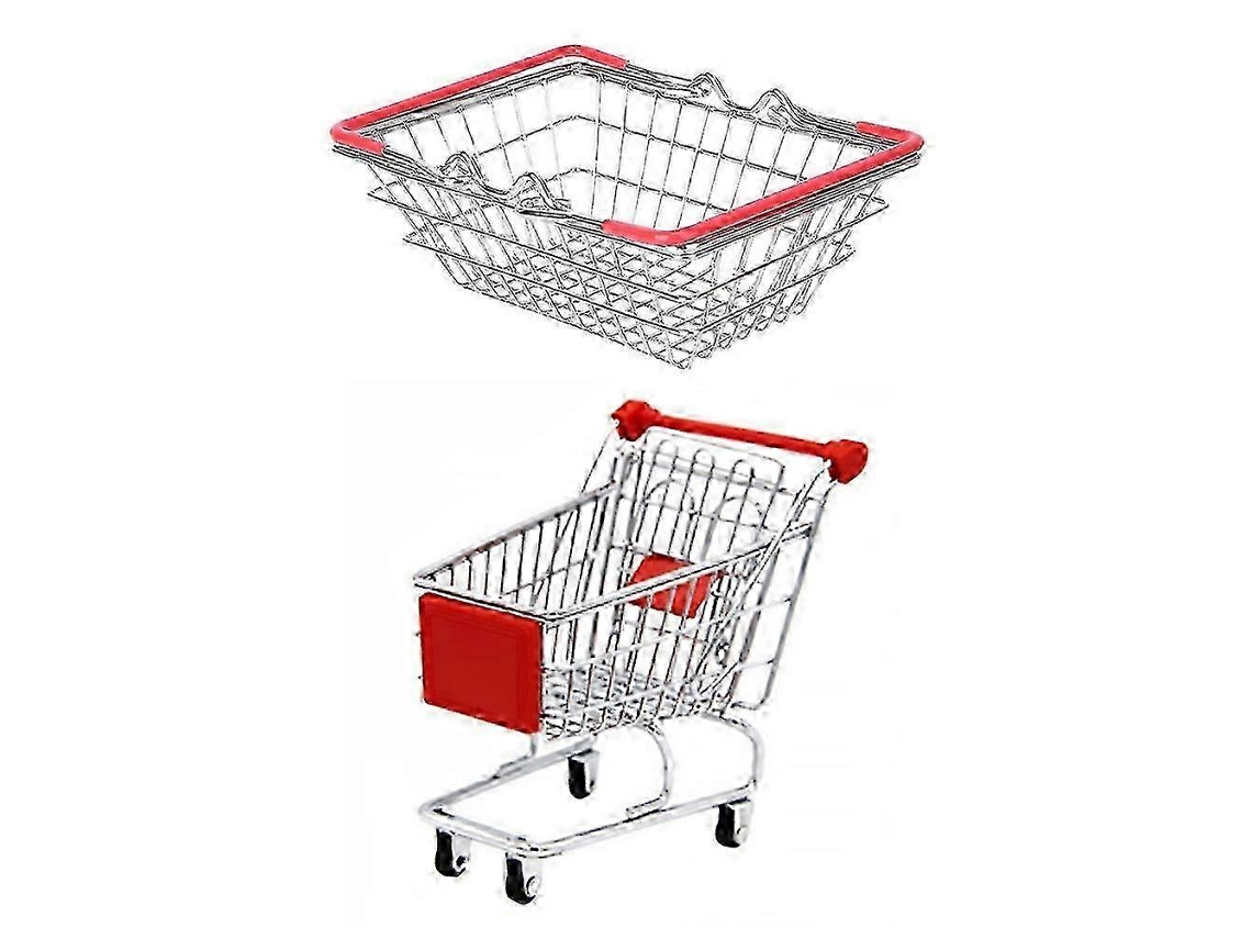 Conjunto De Carrinho De Compras Infantil Com Cesta De Supermercado