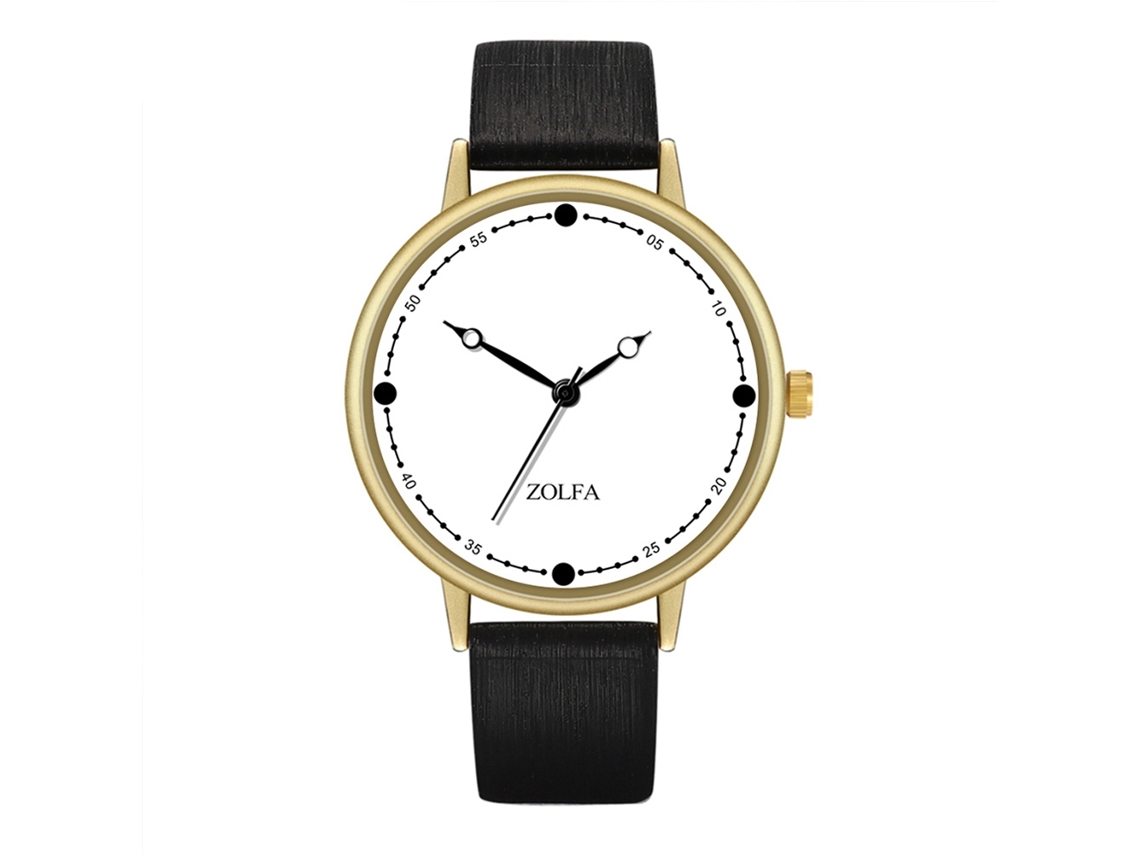 Reloj De Pulsera De Cuarzo Para Hombre Y Mujer Con Dial Redondo Fashion Negro