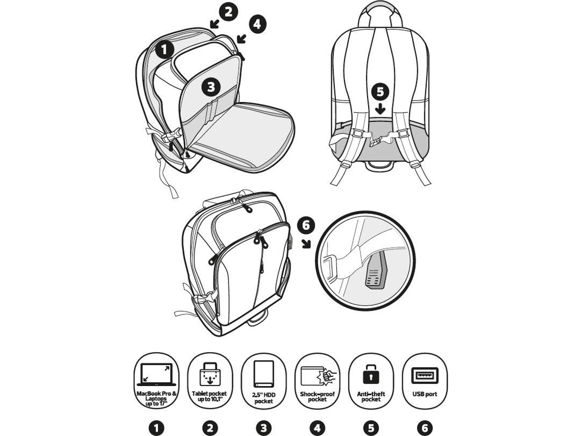 Mochila GOODIS Metro II (Universal - 17'' - Cinzento)