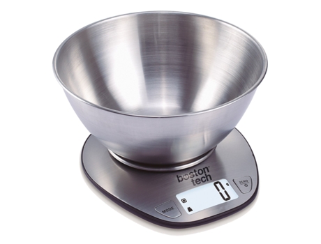 Escala de Cozinha Digital Aço Inoxidável com Bol Fácil de Limpar Capacidade de Até 5 kg Hk110 BOSTON TECH