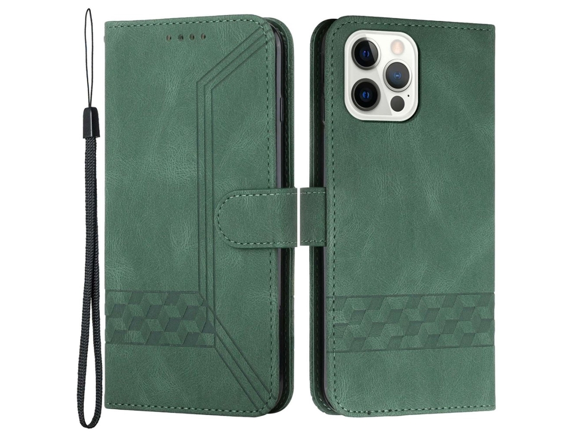 Capa Para Iphone 14 Pro Pele Sintética Verde