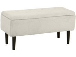 Banco de Armazenamento Poliéster, Espuma e Madeira de Borracha Cor Bege 95x38x45 cm Homcom