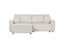 Sofá de Esquina BELIANI Karila de Tecido Creme Claro 250x150x85