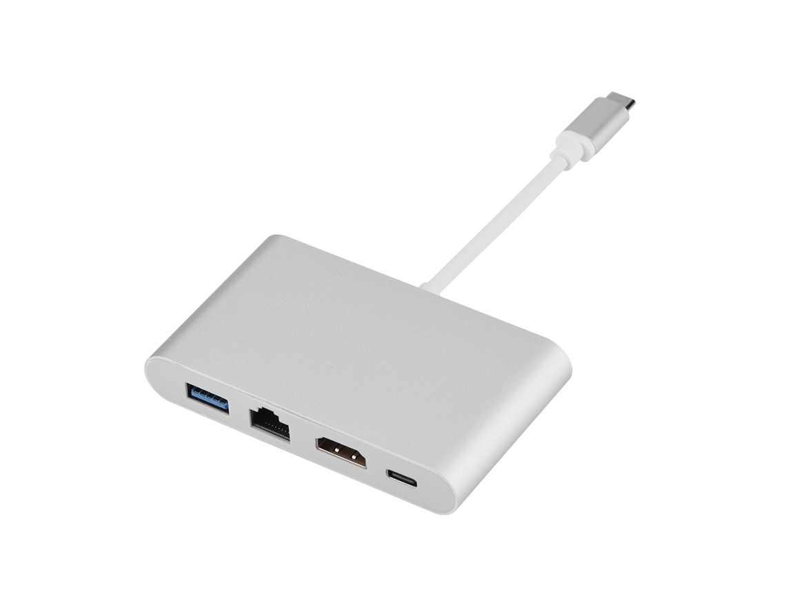 Splitter (placa De Conversão Hdmi Com Ethernet Gigabit) Type-c Para Hdmi + Ethernet Rj45 + Usb-c + Splitter Usb3.0