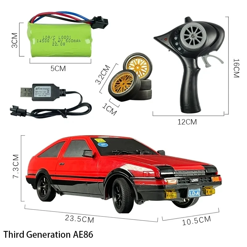 (vermelho) Carro De Drift Controlado Remotamente Com Giroscópio 2.4g E Luzes Led, Modelo Em Escala Real Controlado Remotamente.