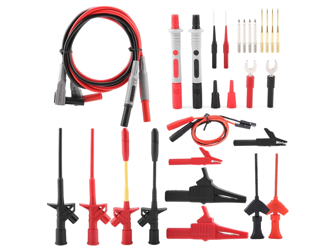 Kit de Fios de Teste Multímetro P1300f 28pcs Plugue Banana 4mm com Gancho e Grampo de Crocodilo Universal