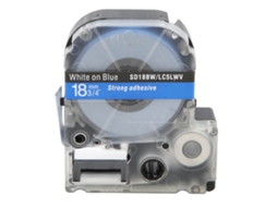 Cinta De Etiquetado Resistente À Corrosão E Desgaste 18mm Para Impressoras King Jim/epson Branco Sobre Azul