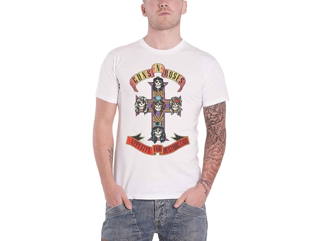T-shirt De Mulher Zmdecqnb Guns Roses Appetite Algodão Branco (l)