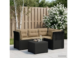 Vidaxl Sofá De Jardim Para 4 Pessoas Com Almofadas Estilo Rattan Pp