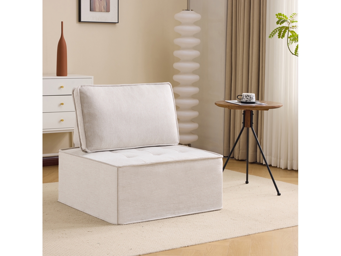 Sofá Individual Compacto Com Puff, Poltrona Moderna Para Sala, Quarto E Espaços Pequenos