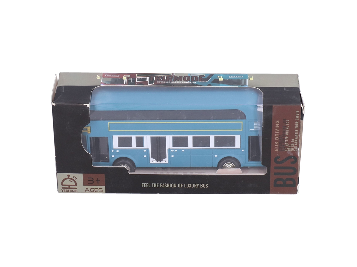 Modelo De Ônibus Para Decoração De Escritório Brinquedo De Veículo Com Tração Para Trás Colecionável Para Crianças Cor Azul