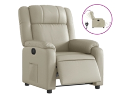 Poltrona reclinável elétrica VIDAXL couro artificial cor creme