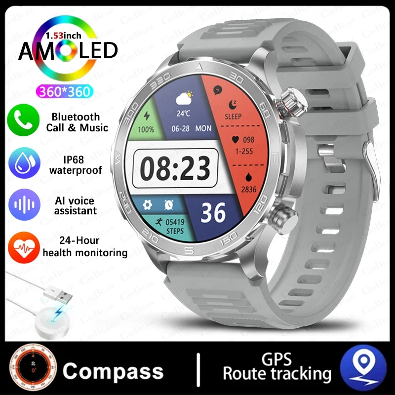 Smartwatch Monitor de Frequência Cardíaca, Fitness, Resistente À Água e com Chamadas Bluetooth MDUG (silicone Prateado)