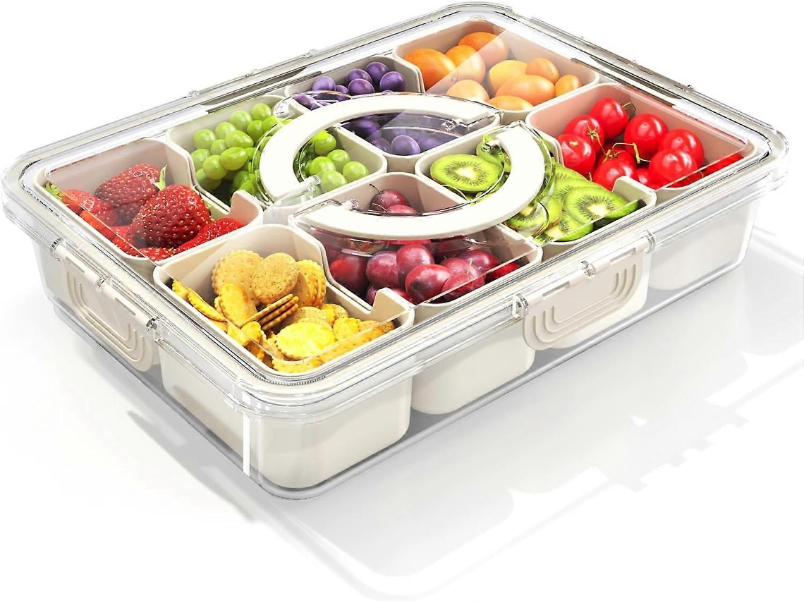 Lancheira Portátil, Bandeja Dividida Com Tampa E Alça, Ideal Para Viagens