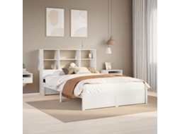 Cama Com Estante Sem Colchão 120x200 Cm Pinho Maciço Branco