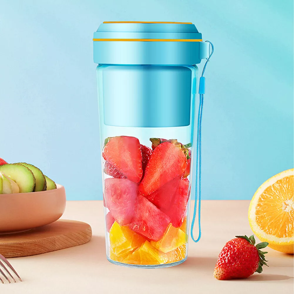 Mini Liquidificador de Frutas Portátil, Espremedor Elétrico, 270 Ml, para Cozinhar na Casa Zeuxo (azul)