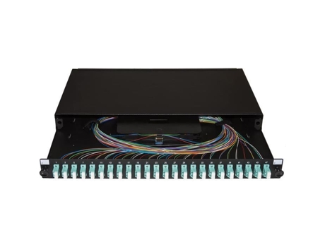Painel de Fibra Óptica Link LK24LC3P 24 Adaptadores LC Duplex Om3 Preto Cor 1U Rack