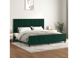 Vidaxl Estrutura De Cama Sem Colchão 200x200 Cm Veludo Verde-escuro