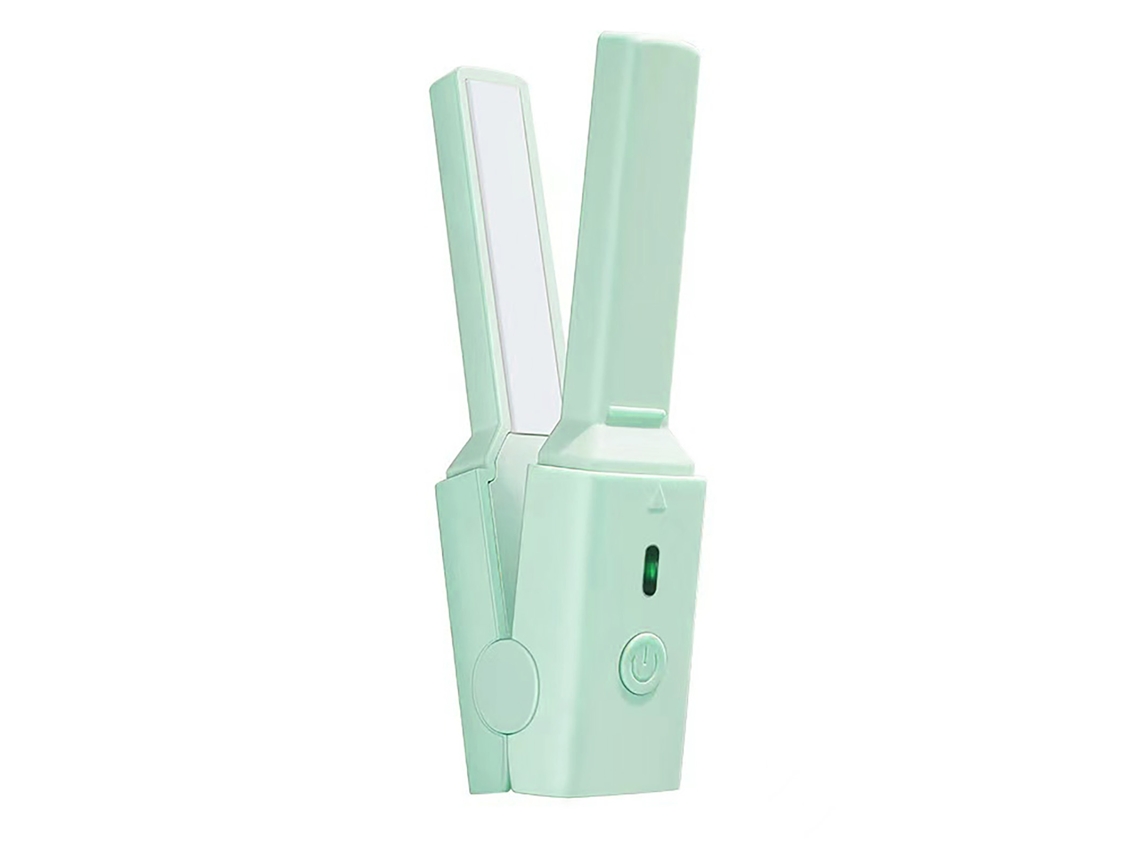 Mini modelador de cachos portátil USB 2026, carregamento rápido, refrigerado, ferramenta de modelagem de cabelo, cor verde refrescante.