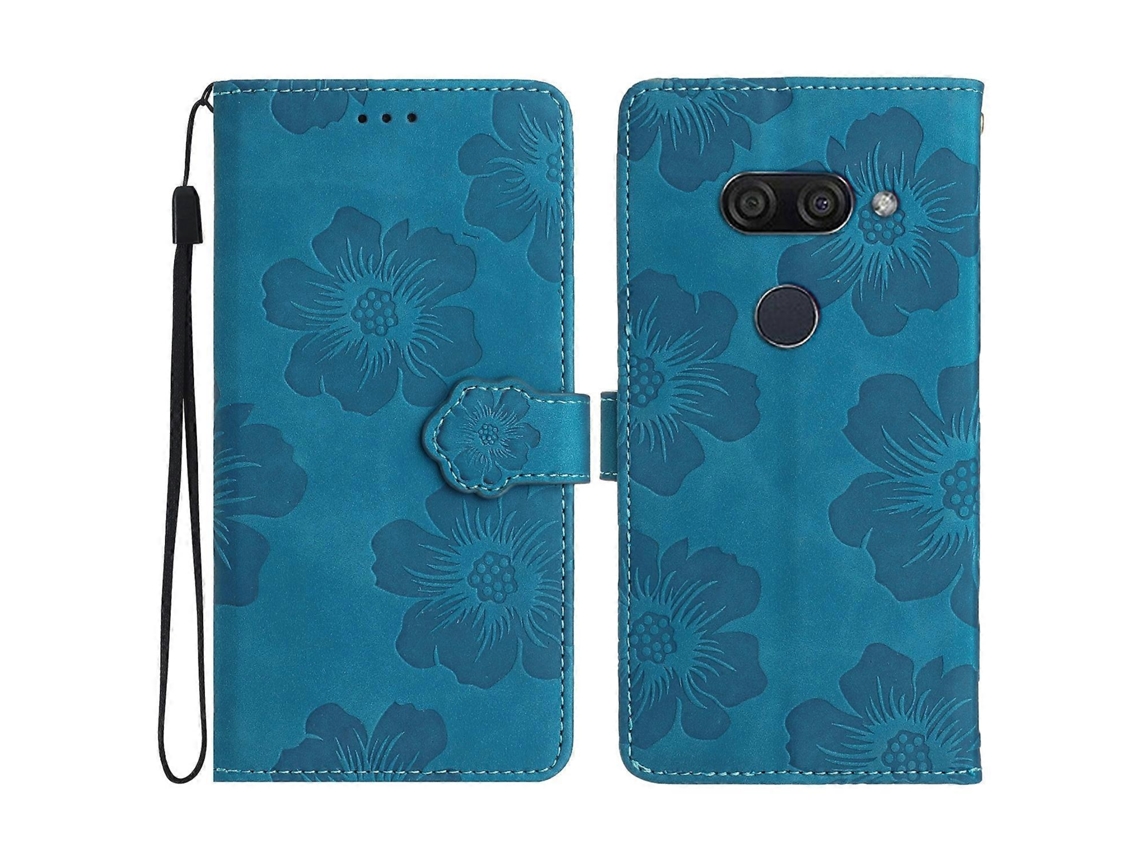 Flower Embossing Pattern Leather Phone Casebluefor Lg K50