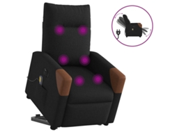 Vidaxl Poltrona Elétrica Elevatória Massagens Tecido Preto